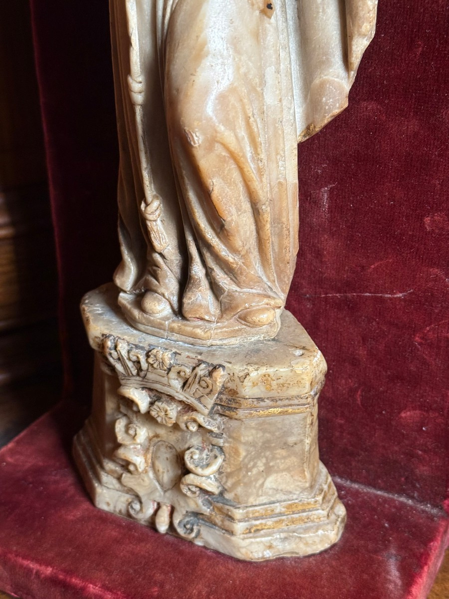 Statuette en albâtre de sainte Rosalie, objet sicilien du XVIIe siècle-photo-4