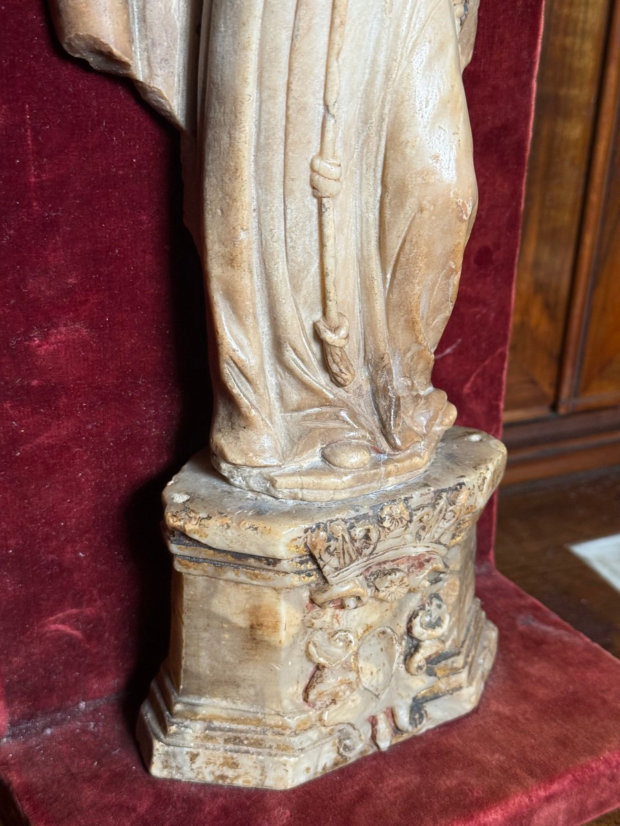 Statuette en albâtre de sainte Rosalie, objet sicilien du XVIIe siècle-photo-1