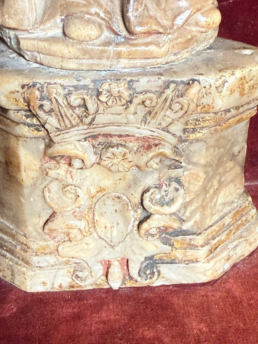 Statuette en albâtre de sainte Rosalie, objet sicilien du XVIIe siècle-photo-2