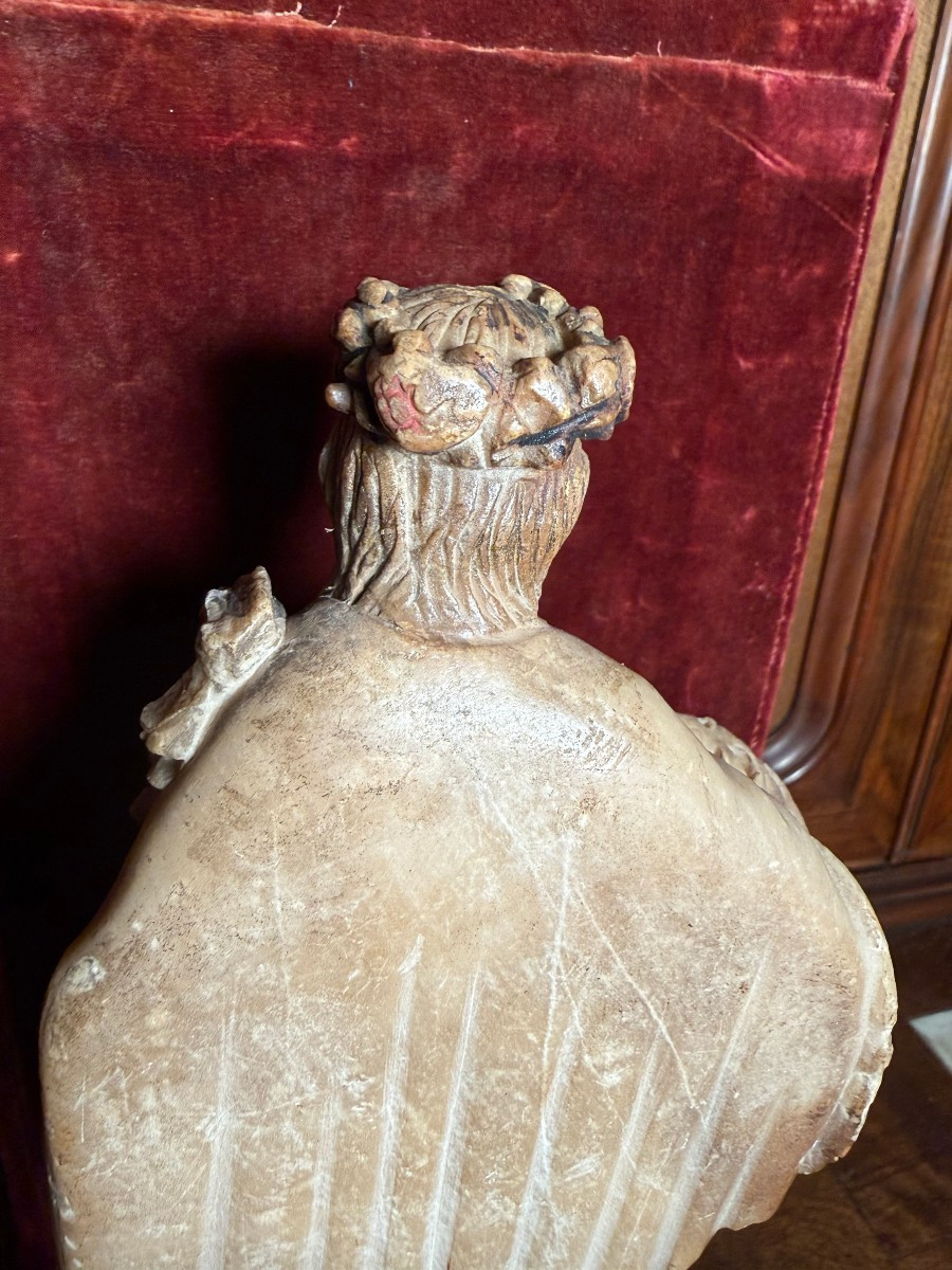 Statuette en albâtre de sainte Rosalie, objet sicilien du XVIIe siècle-photo-4