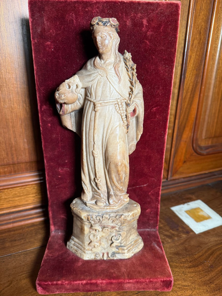 Statuette en albâtre de sainte Rosalie, objet sicilien du XVIIe siècle