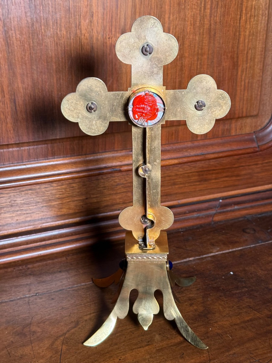 Reliquaire du début du XXe siècle contenant une relique de la Sainte Croix-photo-5