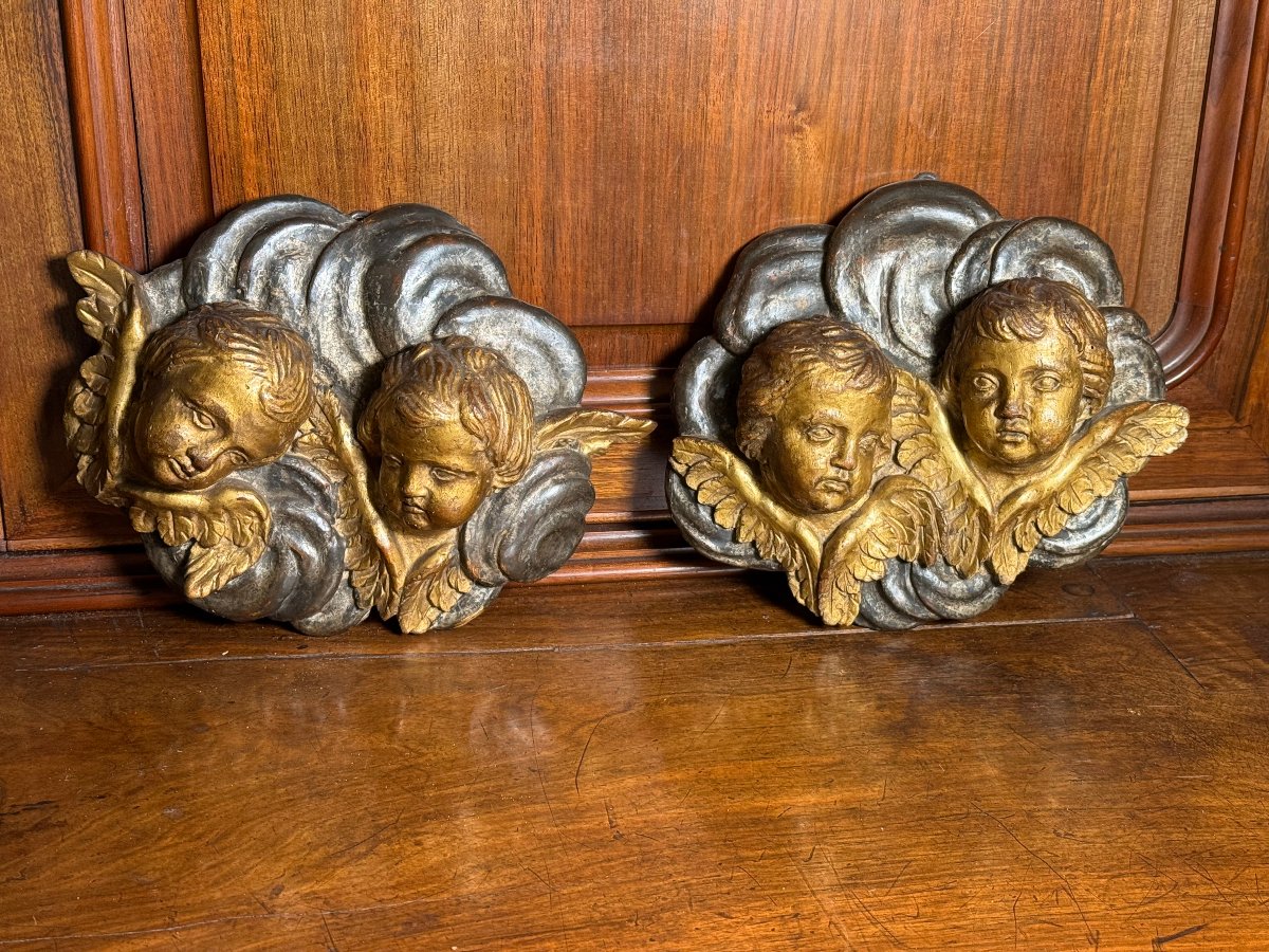 18th-century Carved And Gilded Wooden Sculpture Group 