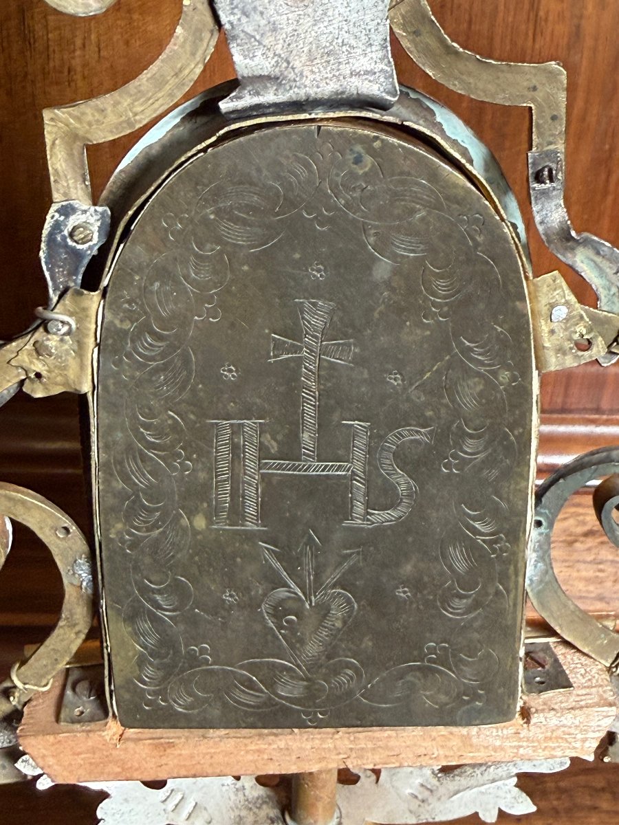 Deux reliquaires jumeaux en bronze et argent, contenant chacun 11 reliques de saints.  -photo-8