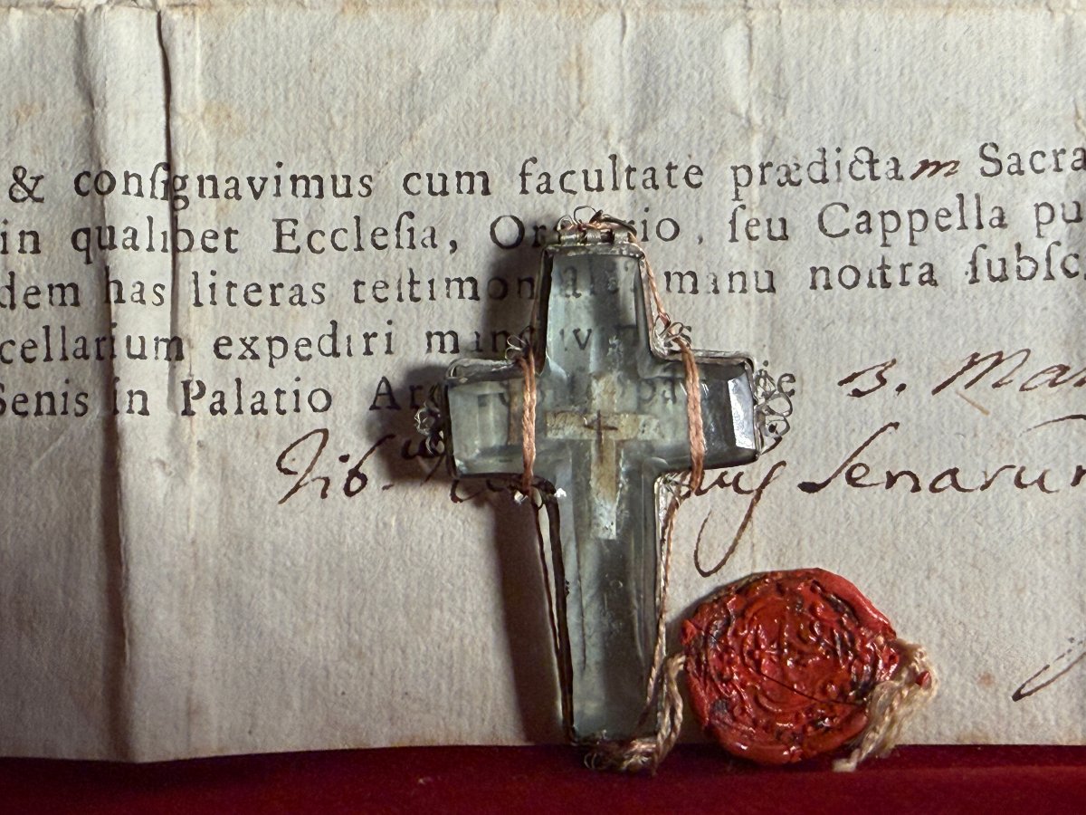 St. Cross Stauroteca In Silver Filigree And Crystal, With Its Certificate Of Authenticity-photo-2