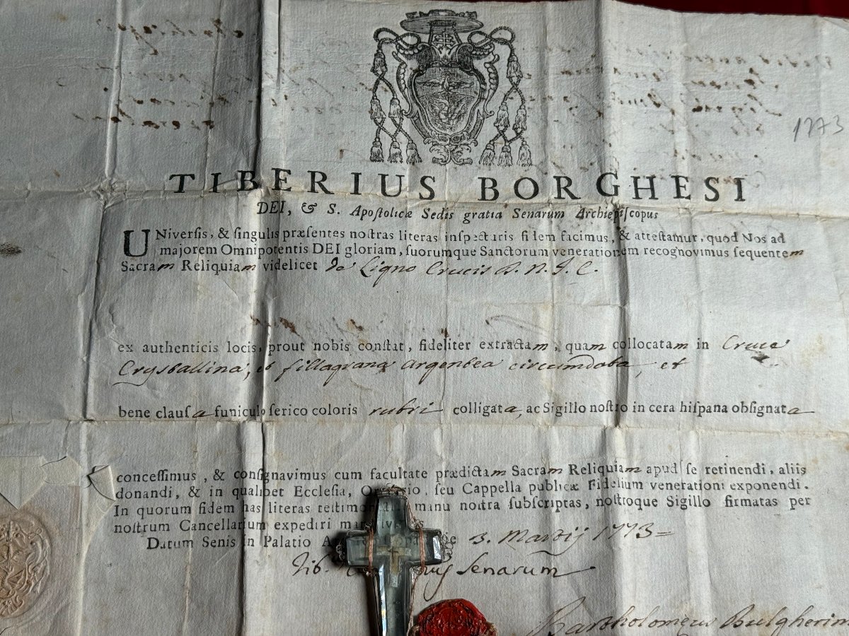St. Cross Stauroteca In Silver Filigree And Crystal, With Its Certificate Of Authenticity