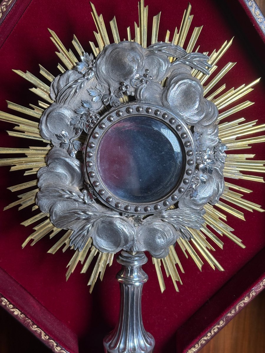 18th-century Louis XV-period Monstrance Made Of Solid Silver, In Its Case  -photo-3