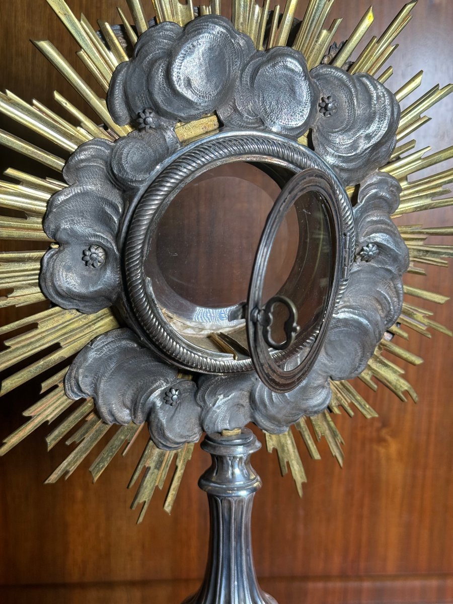 18th-century Louis XV-period Monstrance Made Of Solid Silver, In Its Case  -photo-4