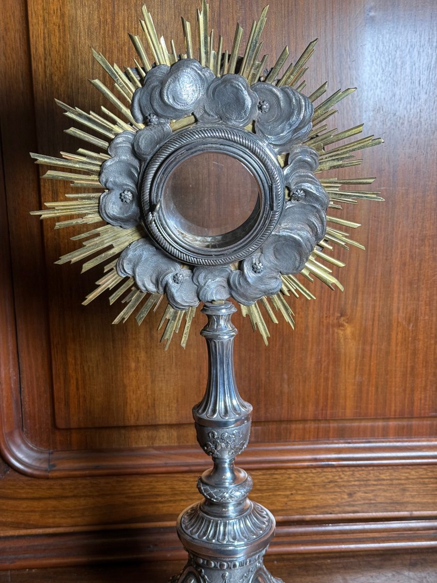 18th-century Louis XV-period Monstrance Made Of Solid Silver, In Its Case  -photo-7