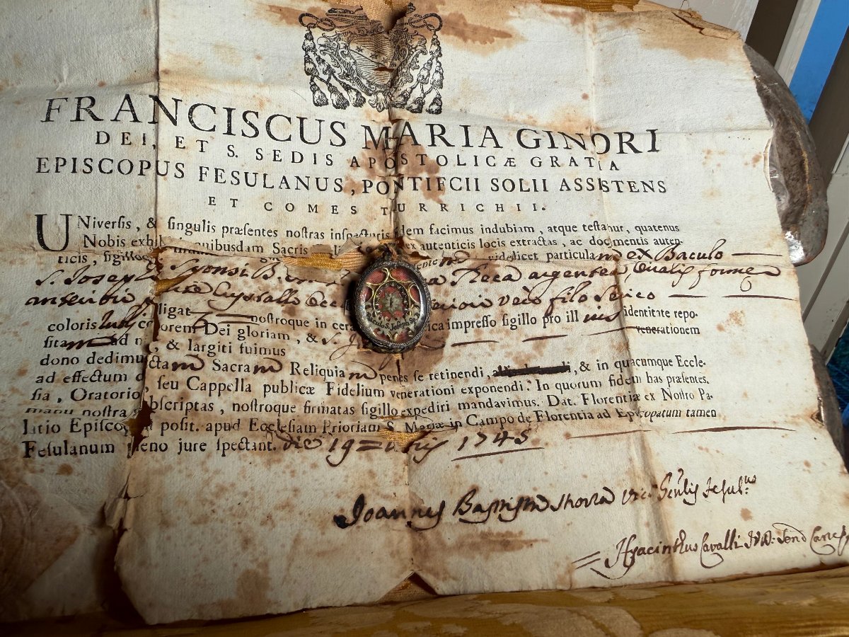 Silver Reliquary Containing A Fragment Of St. Joseph’s Staff, With A Certificate Of Authenticity  