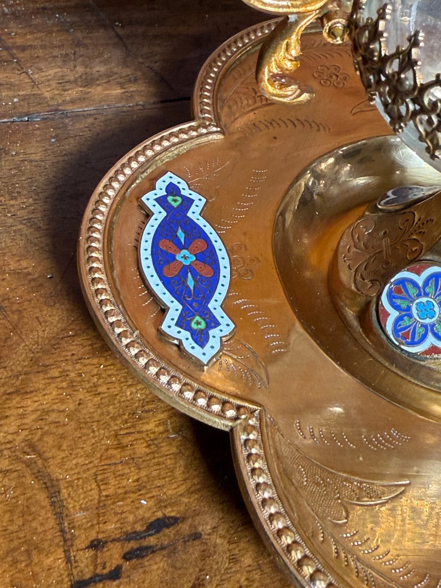 Coquillages en bronze doré, émail et cristal taillé, avec leurs soucoupes.  -photo-3