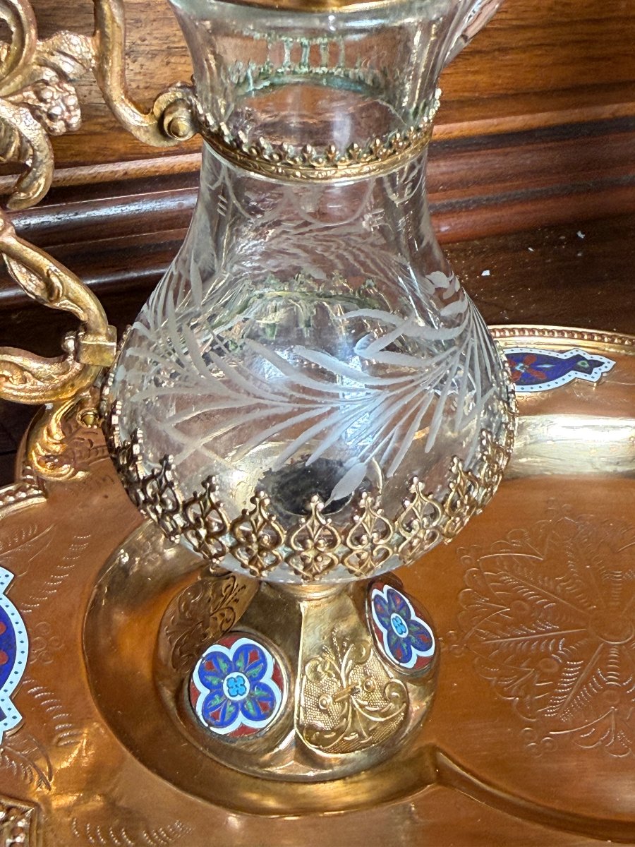 Coquillages en bronze doré, émail et cristal taillé, avec leurs soucoupes.  -photo-1