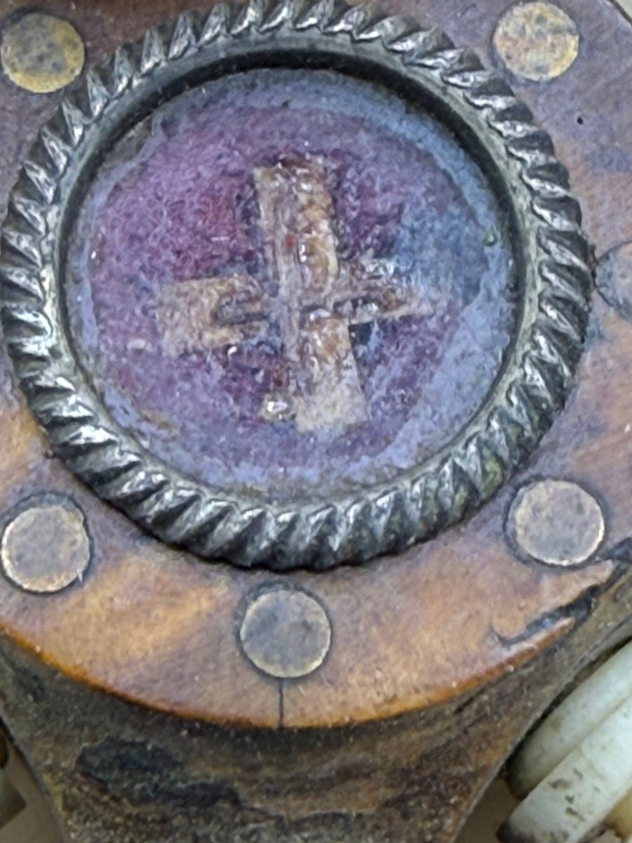 Table-top Crucifix From 1859, Made Of Silver And Precious Woods, Containing A Relic Of The Holy Cross  Dimensions-photo-2