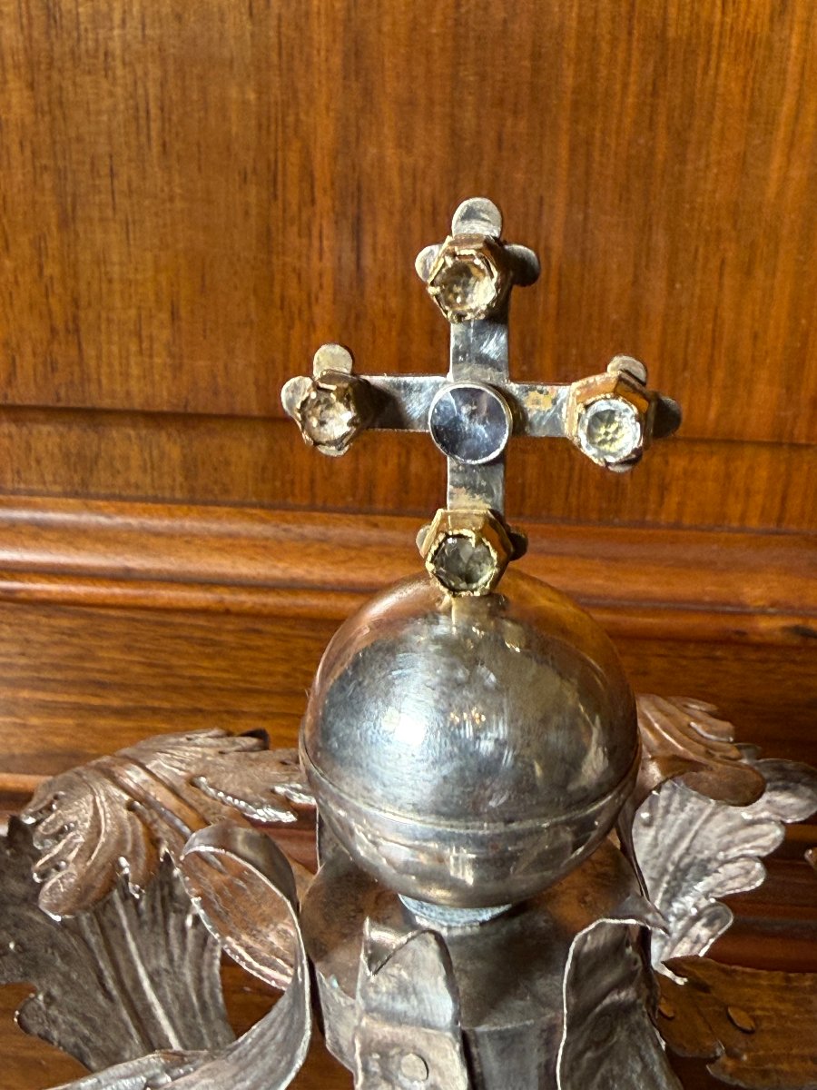 18th-century Silver Crown With Gilded Copper Inlays And Cut Colored Glass -photo-4