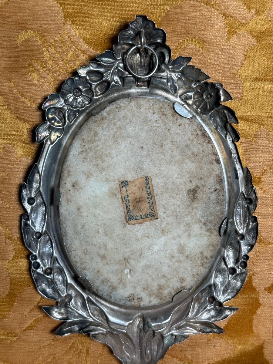 A Hand-painted Porcelain Plaque Set Within A Frame Of Embossed And Chased Silver -photo-3
