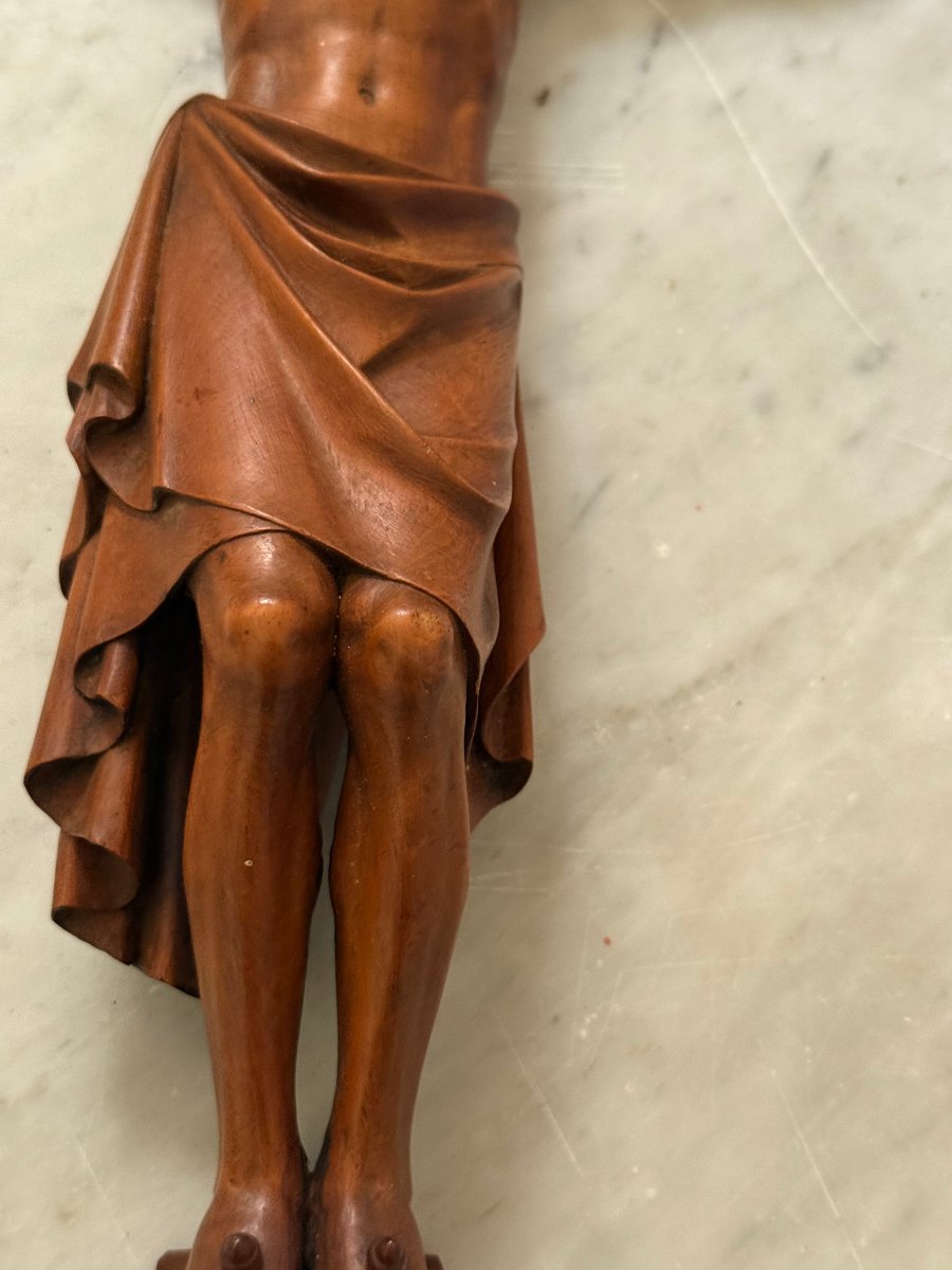 Crucifix en bois sculpté avec son parchemin-photo-2