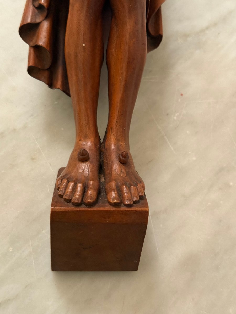 Crucifix en bois sculpté avec son parchemin-photo-3