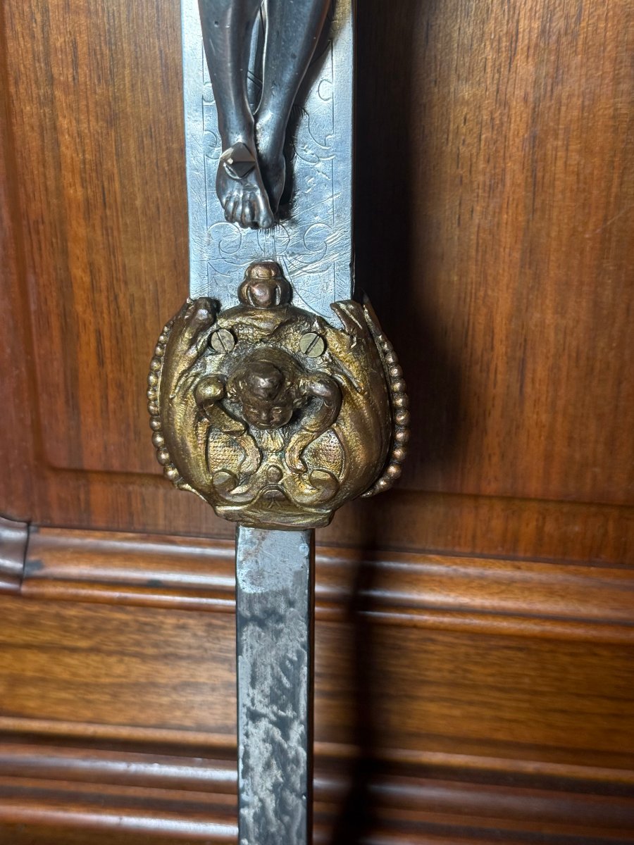 Croix de procession en argent et bronze  -photo-1