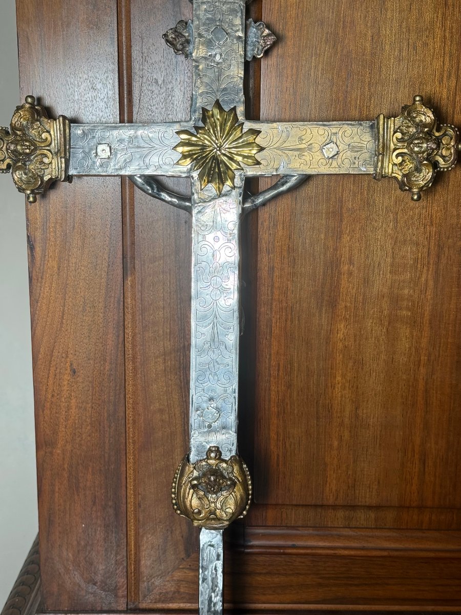 Croix de procession en argent et bronze  -photo-2