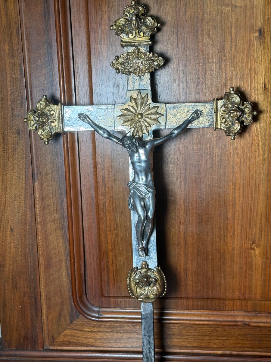 Croix de procession en argent et bronze  