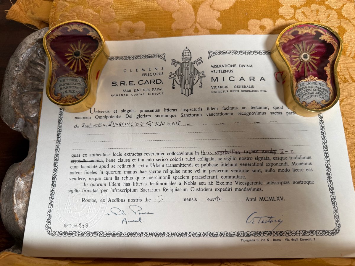 Reliquary Cases Containing Portions Of The Blood Of Our Lord Jesus Christ