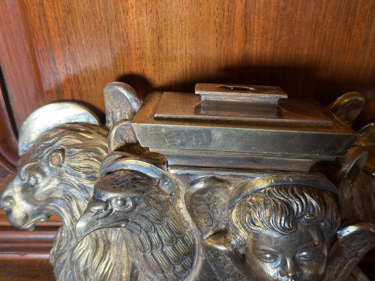 Bronze Base For A Tabernacle Or Pulpit Featuring The Symbols Of The Four Evangelists-photo-4