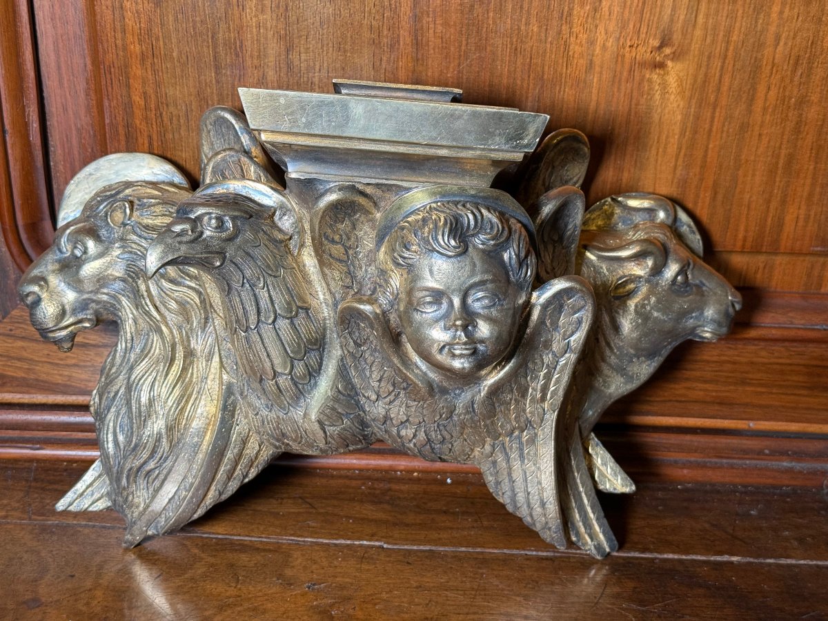 Bronze Base For A Tabernacle Or Pulpit Featuring The Symbols Of The Four Evangelists