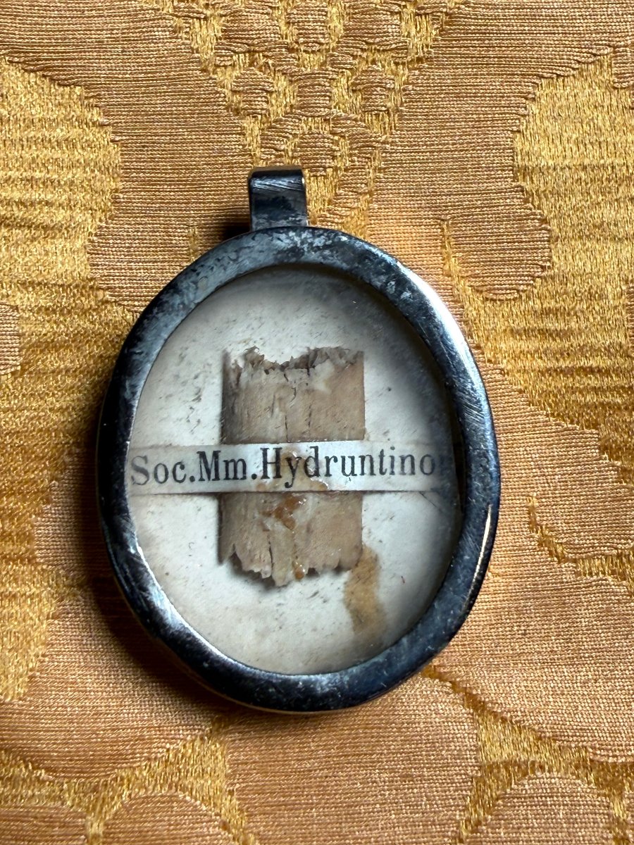 Metal Display Case Containing A Fragment Of A Relic Of The Holy Martyr Of Otranto