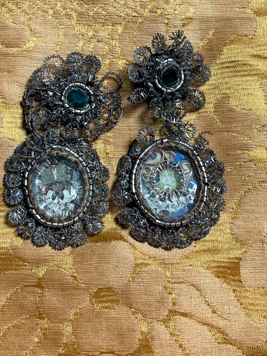 Pair Of Silver-wire Reliquaries Containing The Relics Of St. Catherine De' Ricci 