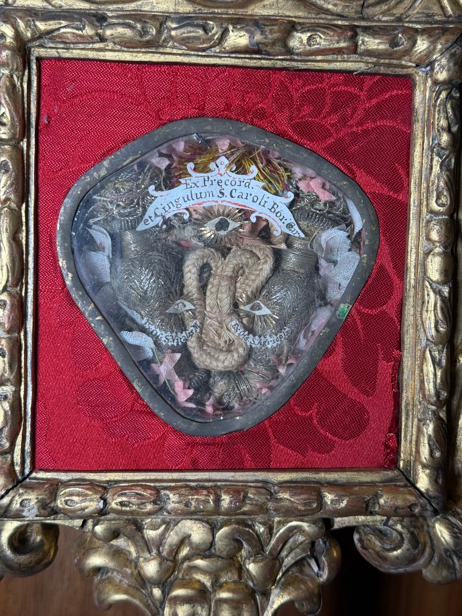 A Gilded Wooden Reliquary Containing A Case With The Heart And Belt Of St. Charles Borromeo, -photo-2