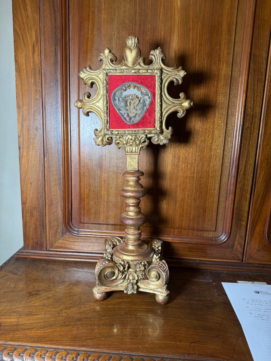 A Gilded Wooden Reliquary Containing A Case With The Heart And Belt Of St. Charles Borromeo, 