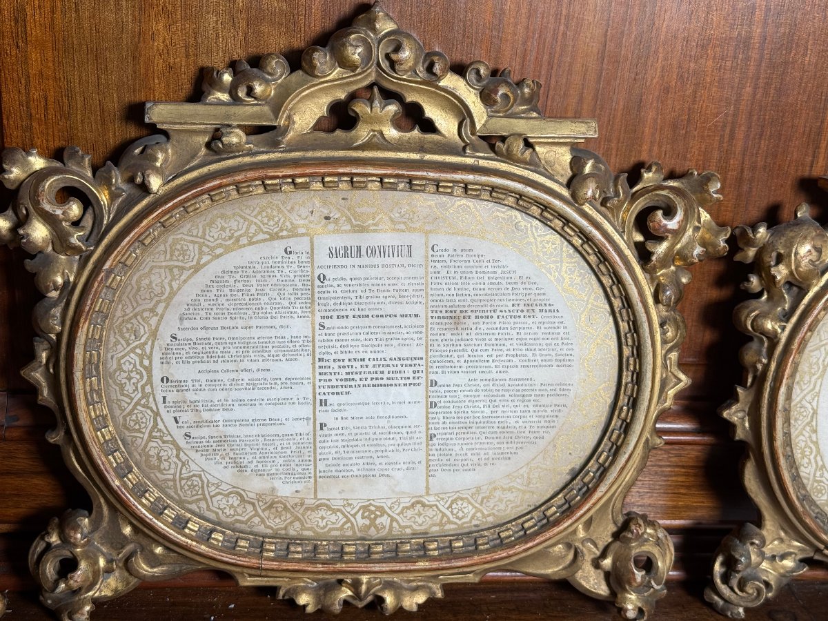 Triptyque de retable de style gothique, datant du milieu du XIXe siècle, sculpté et doré -photo-4