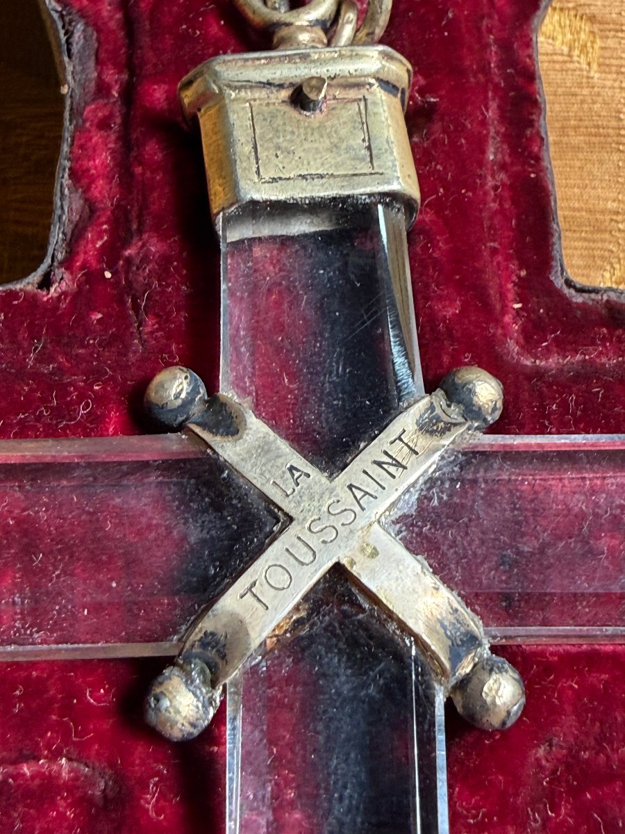 Croix pectorale en cristal de roche montée sur argent du XVIIe siècle-photo-2