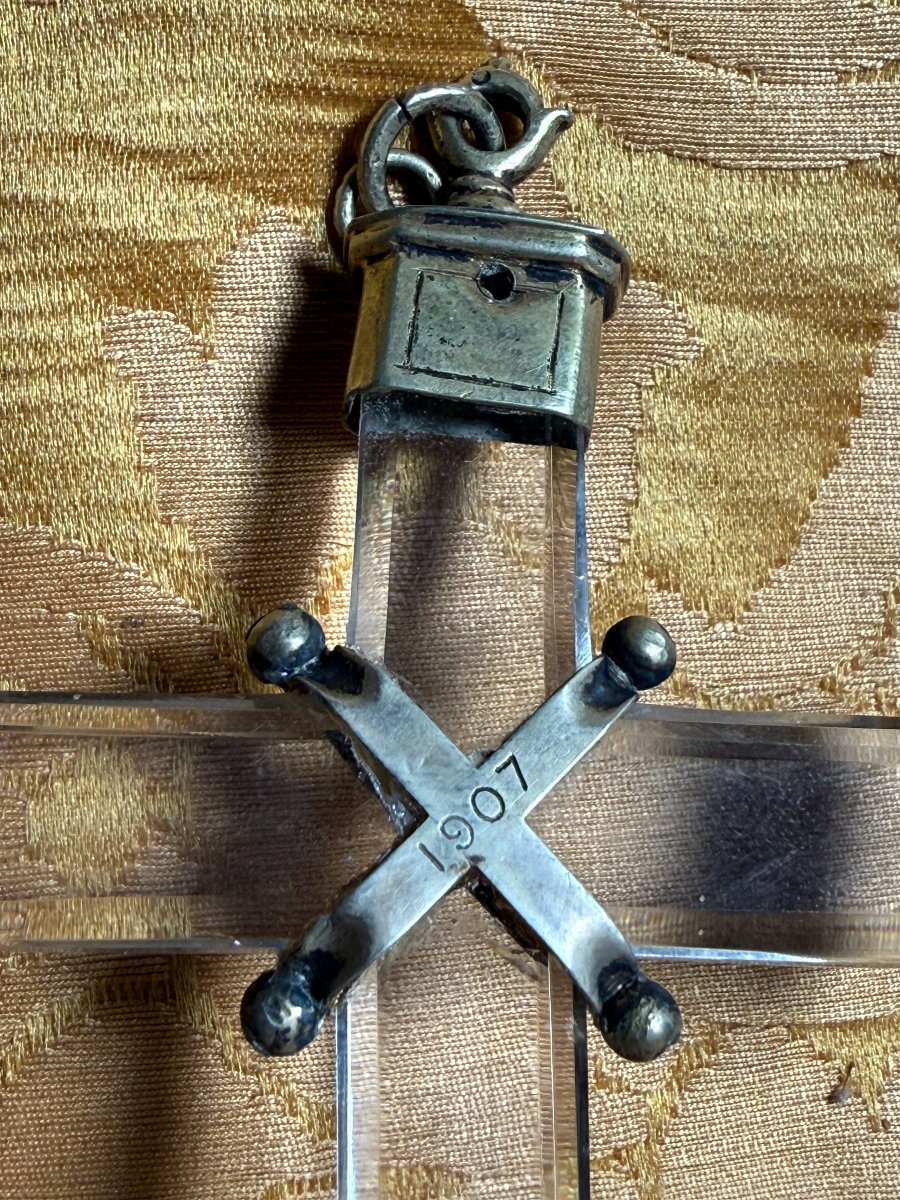 Croix pectorale en cristal de roche montée sur argent du XVIIe siècle-photo-4