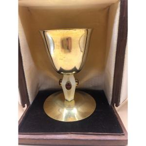 Italian Liturgical Chalice In Art Deco Style (1920-1935) With Cup And Foot In Solid Silver