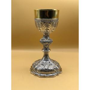 Beautiful Solid Silver Goblet (punched) Completely Embossed And Engraved