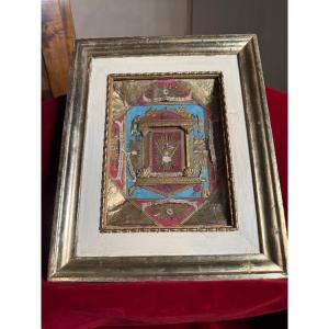Paperolle Reliquary Frame With Seven Relics, Including The Holy Cross Of Our Lord Jesus Christ.