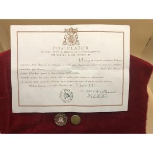 Relique avec bulle d'authenticité du pape Pie X