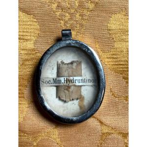 Metal Display Case Containing A Fragment Of A Relic Of The Holy Martyr Of Otranto