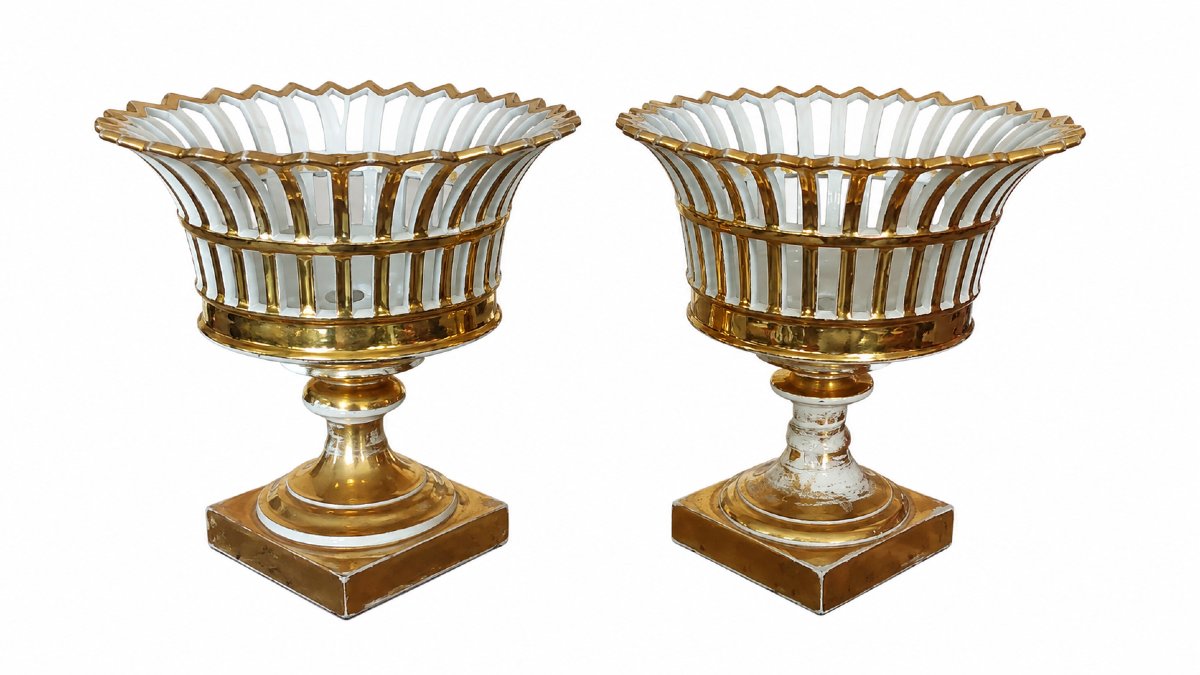 Pair Of Gilt Porcelain Epergnes – 19th Century-photo-2