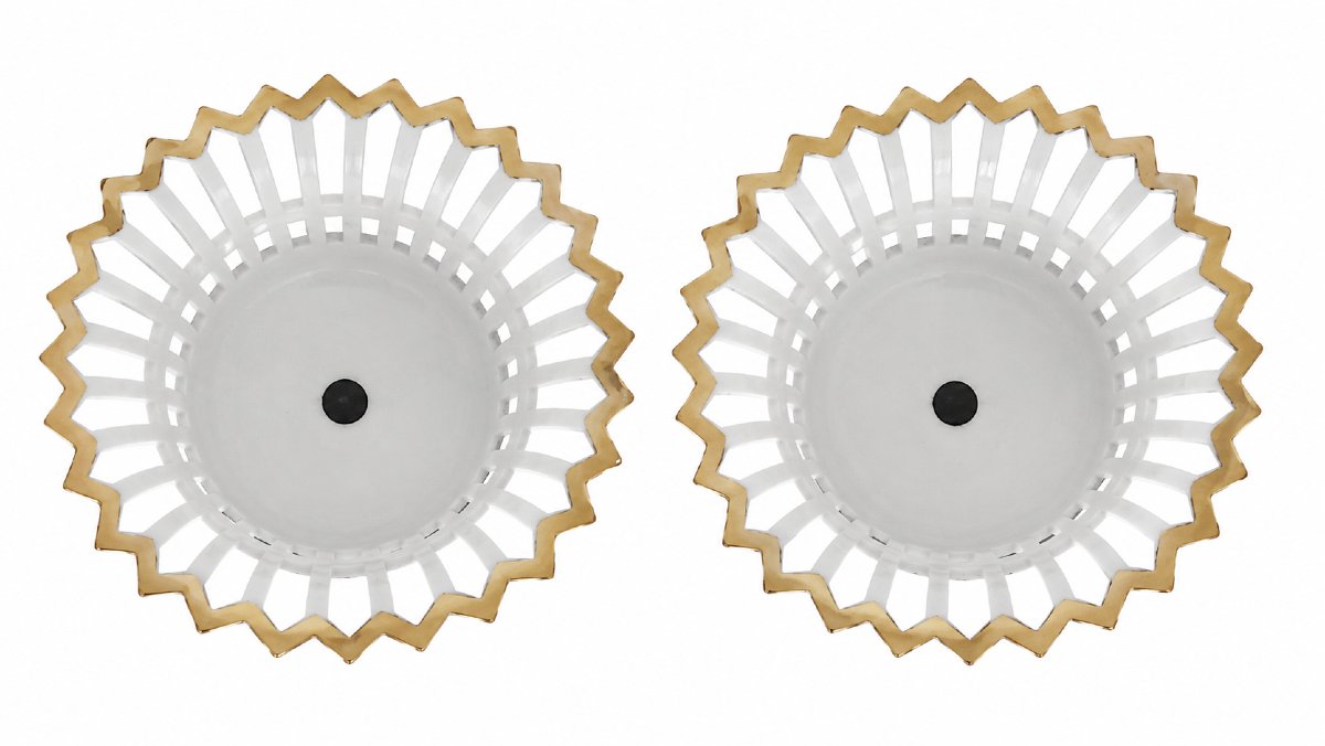 Paire de corbeilles en porcelaine dorée de Sèvres – XIXe siècle-photo-4