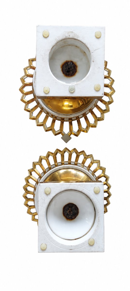 Paire de corbeilles en porcelaine dorée de Sèvres – XIXe siècle-photo-1