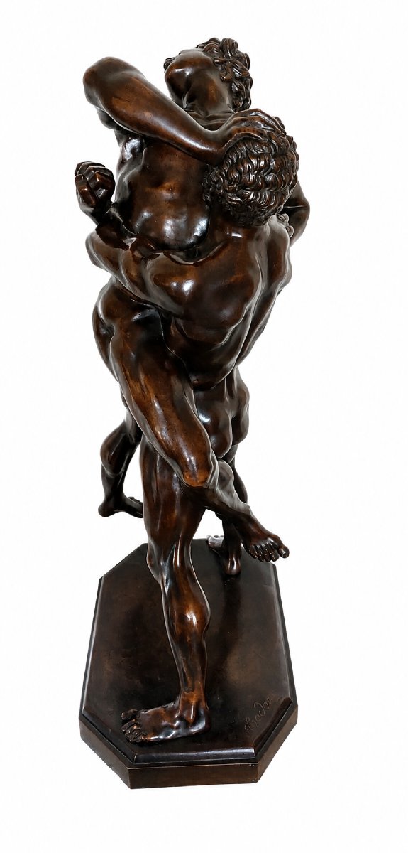 Bronze « Hercule et Antée » – d’après un modèle de Stefano Maderno – Signé Trodoux  -photo-3