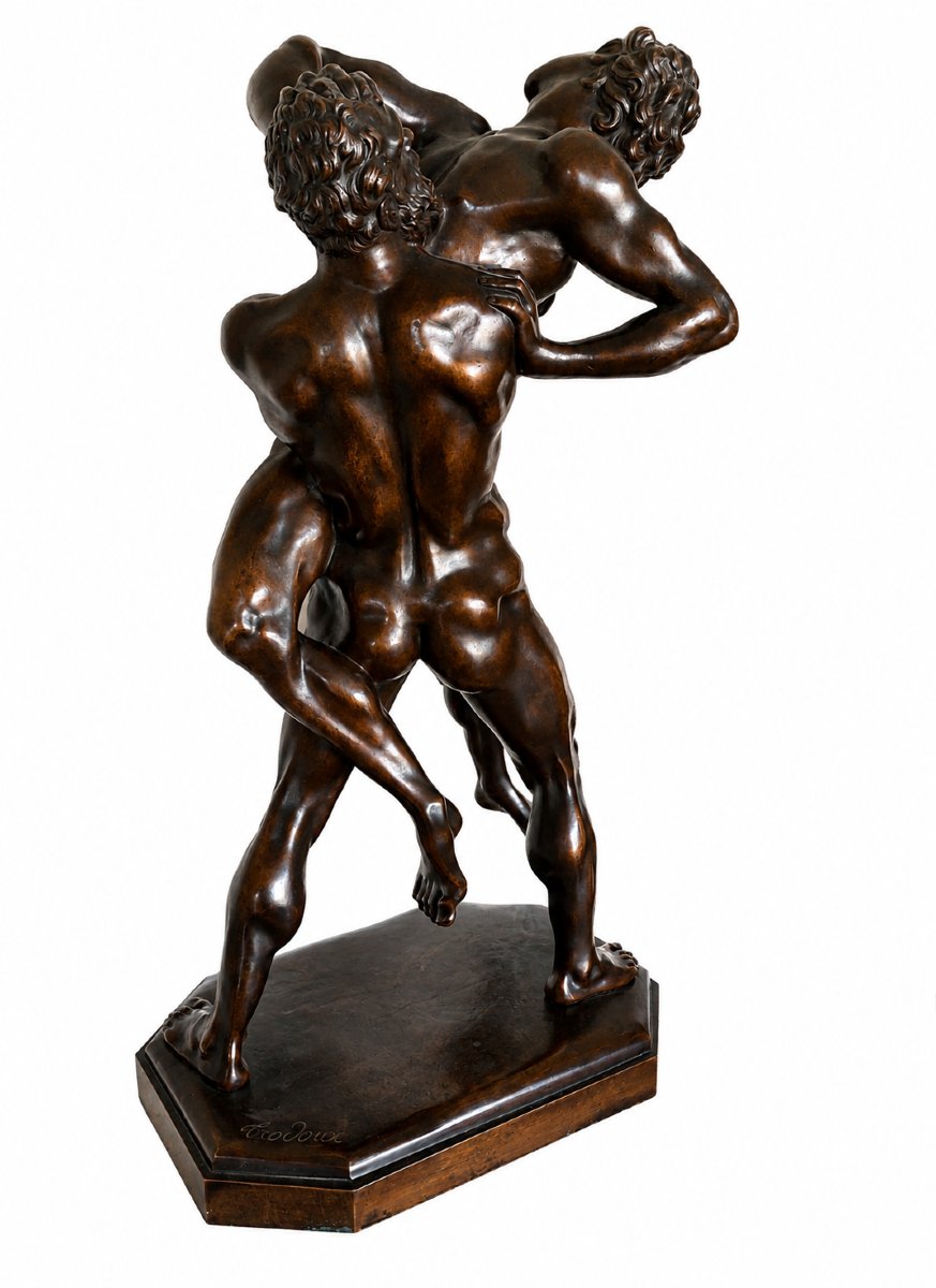 Bronze « Hercule et Antée » – d’après un modèle de Stefano Maderno – Signé Trodoux  -photo-4