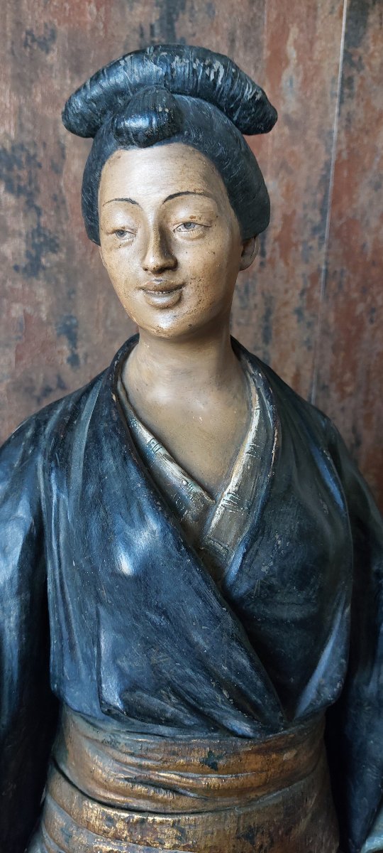 Polychrome Terracotta Sculpture Of A Geisha – Goldscheider Wien-photo-3