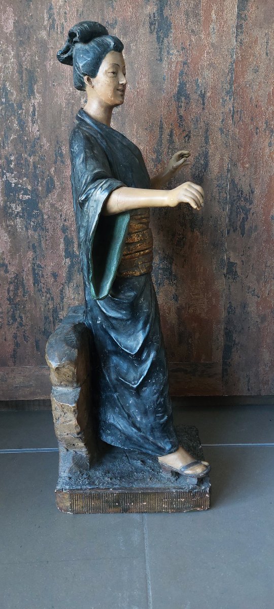 Polychrome Terracotta Sculpture Of A Geisha – Goldscheider Wien-photo-5