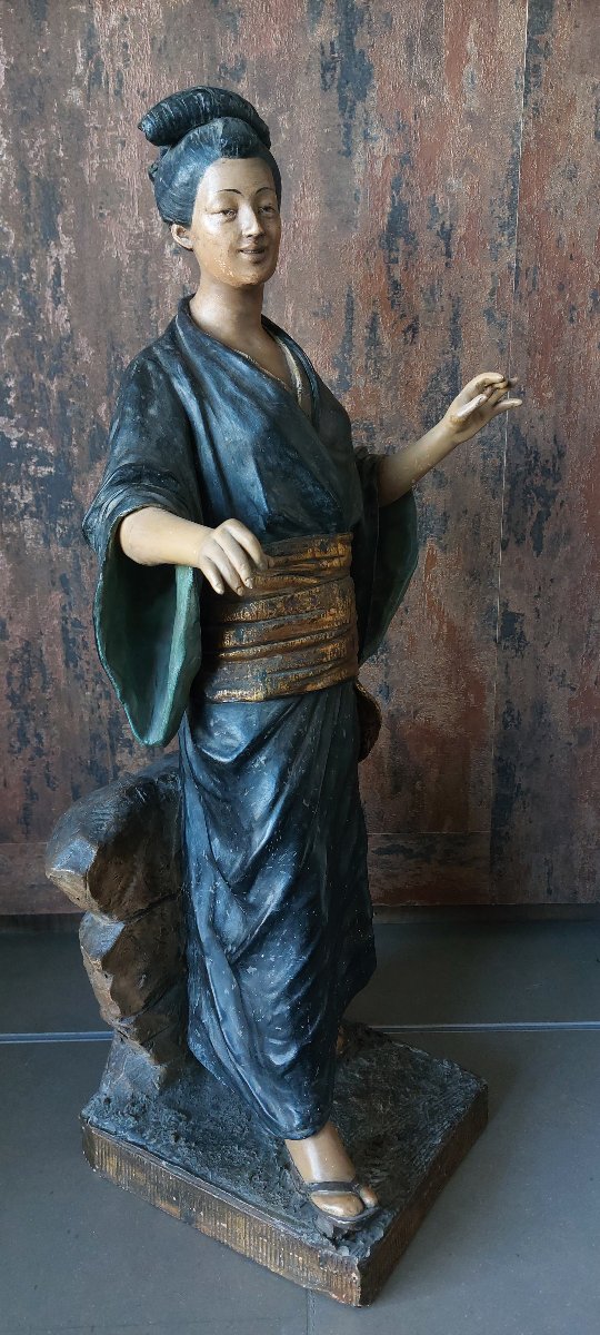 Polychrome Terracotta Sculpture Of A Geisha – Goldscheider Wien-photo-6