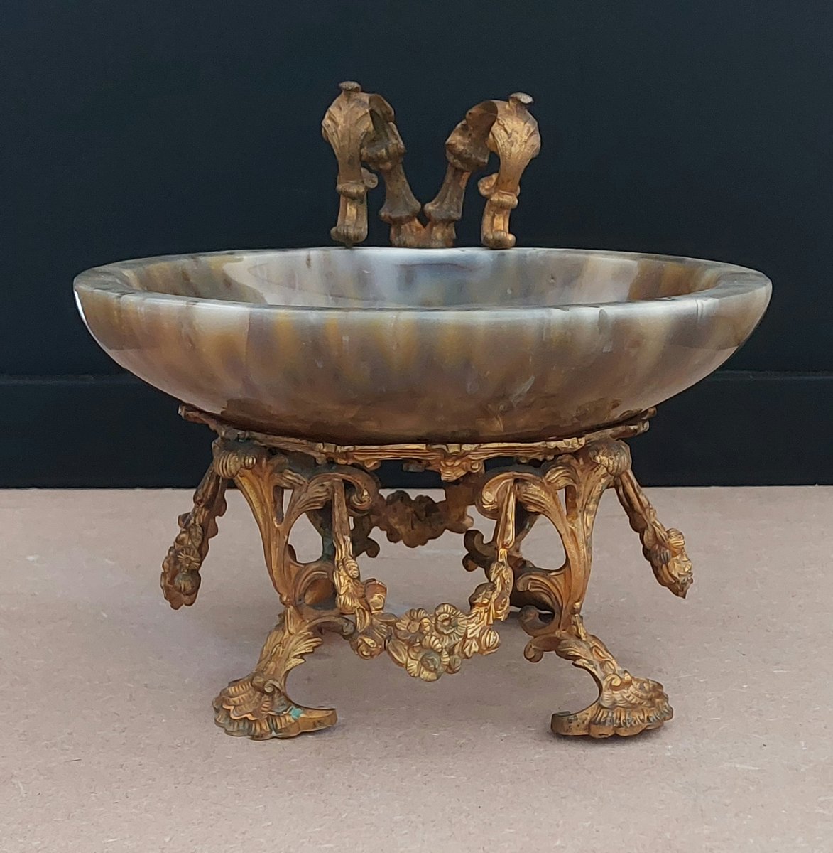 Coupe en agate avec monture en bronze doré – Fin du XIXe siècle-photo-2
