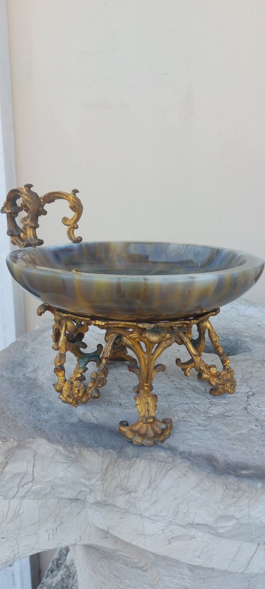 Coupe en agate avec monture en bronze doré – Fin du XIXe siècle-photo-3