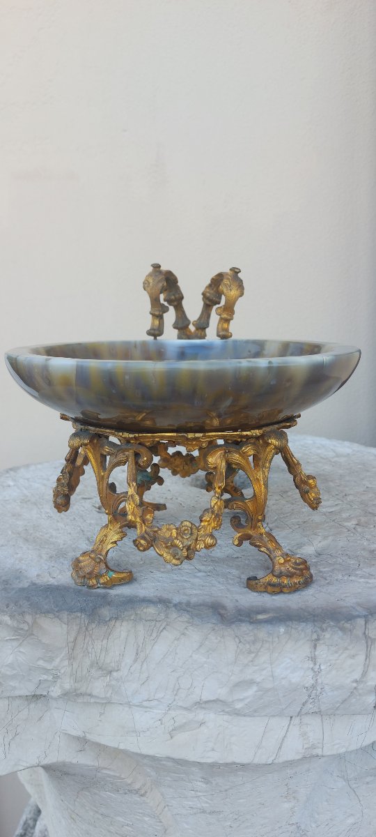 Coupe en agate avec monture en bronze doré – Fin du XIXe siècle-photo-4